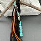 Tribal Sun Charm, Raw Turquoise Pebble Stone Purse Tassel, Southwestern Tassel, Turquoise Keychain, Leather Handbag Accessory