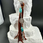 Tribal Oval Charm, Raw Turquoise Pebble Stone Purse Tassel, Southwestern Tassel, Turquoise Keychain, Leather Handbag Accessory