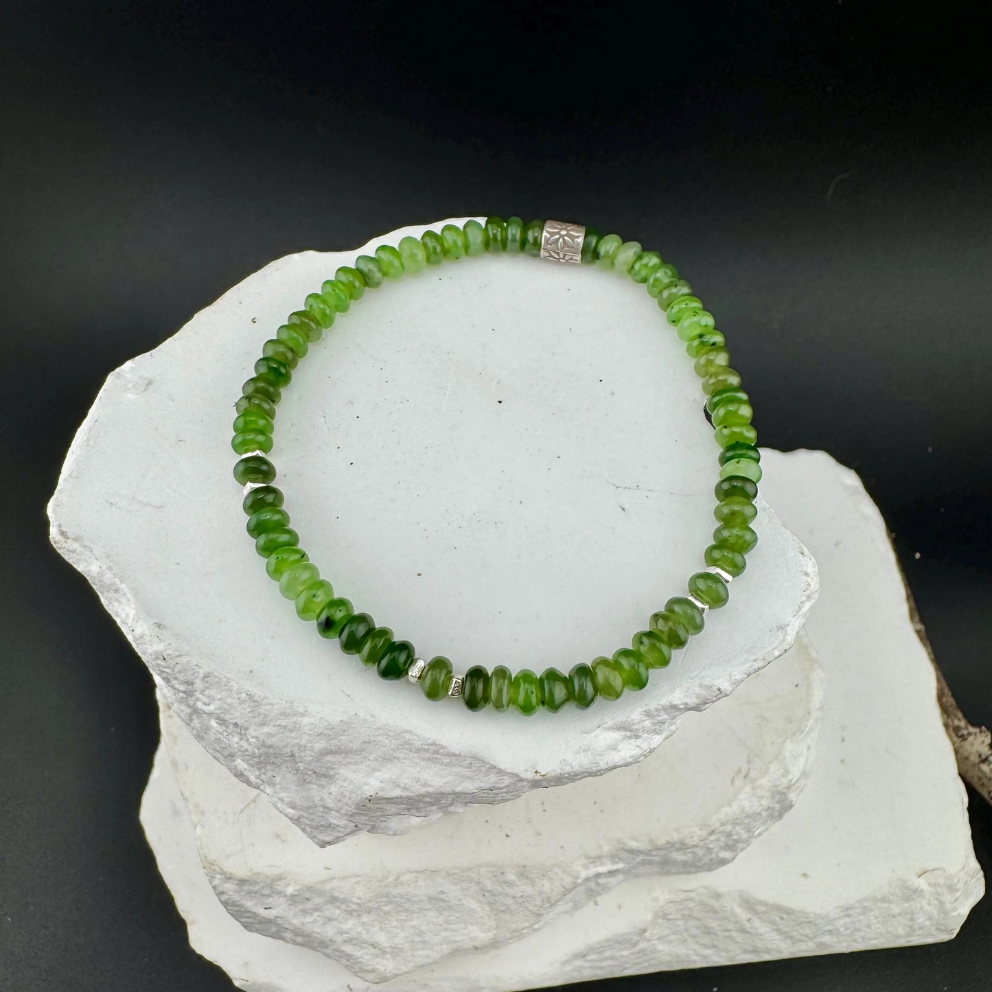 Stretch Russian Jade Bracelet, Stretch Beaded Bracelet, Natural Gemstone Jewelry, Handmade Bracelet