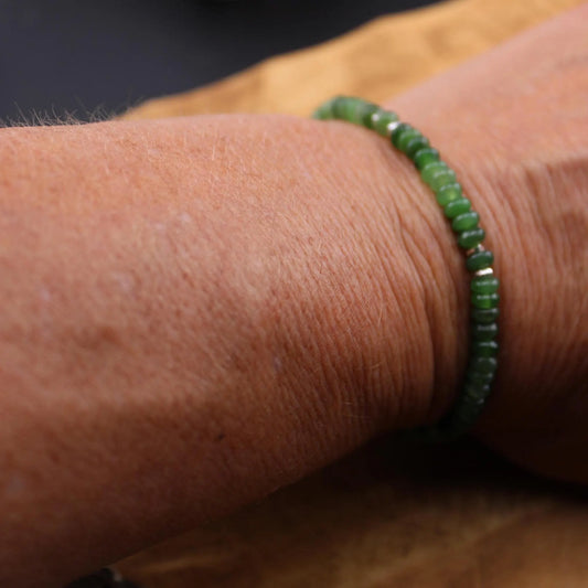Stretch Russian Jade Bracelet, Stretch Beaded Bracelet, Natural Gemstone Jewelry, Handmade Bracelet