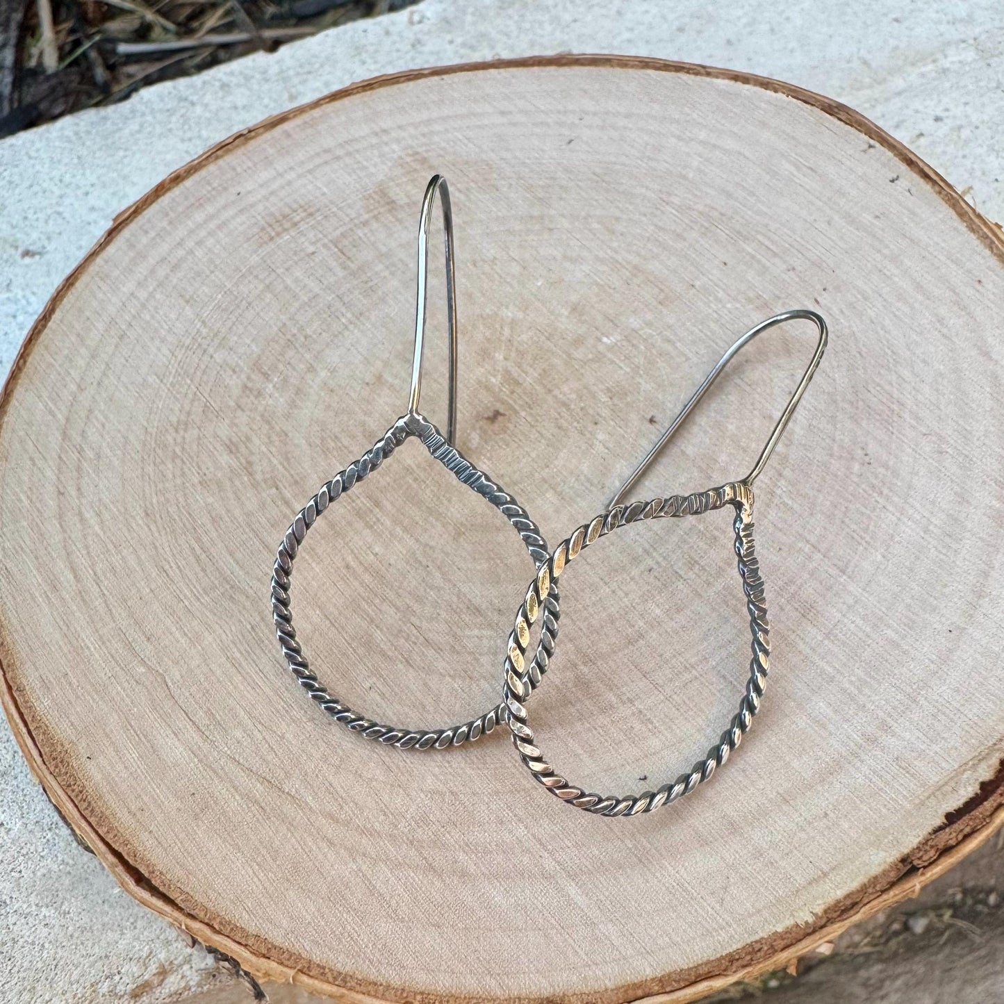 Sterling Silver Earrings, Handcrafted Smooth or Rope Design, Teardrop Sterling Silver Earrings