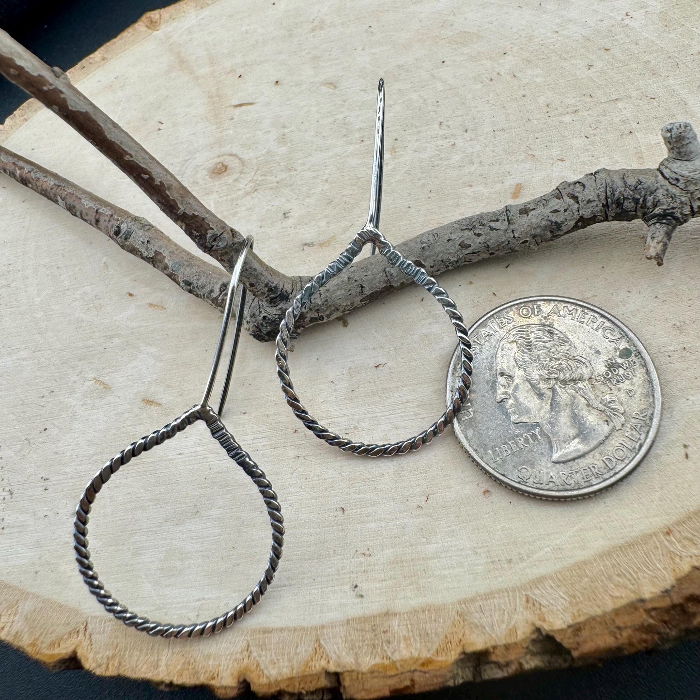 Sterling Silver Earrings, Handcrafted Smooth or Rope Design, Teardrop Sterling Silver Earrings