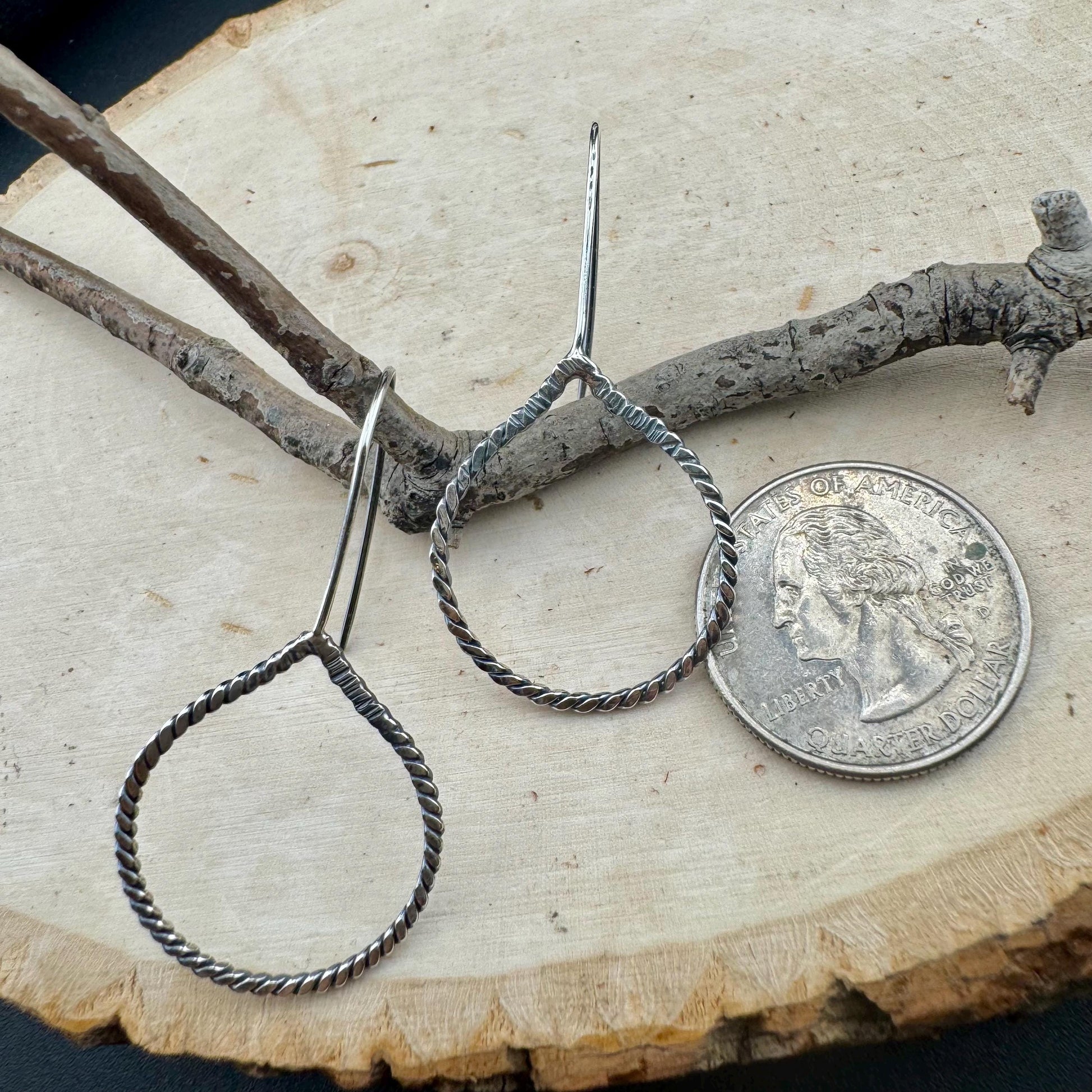 Sterling Silver Earrings, Handcrafted Smooth or Rope Design, Teardrop Sterling Silver Earrings