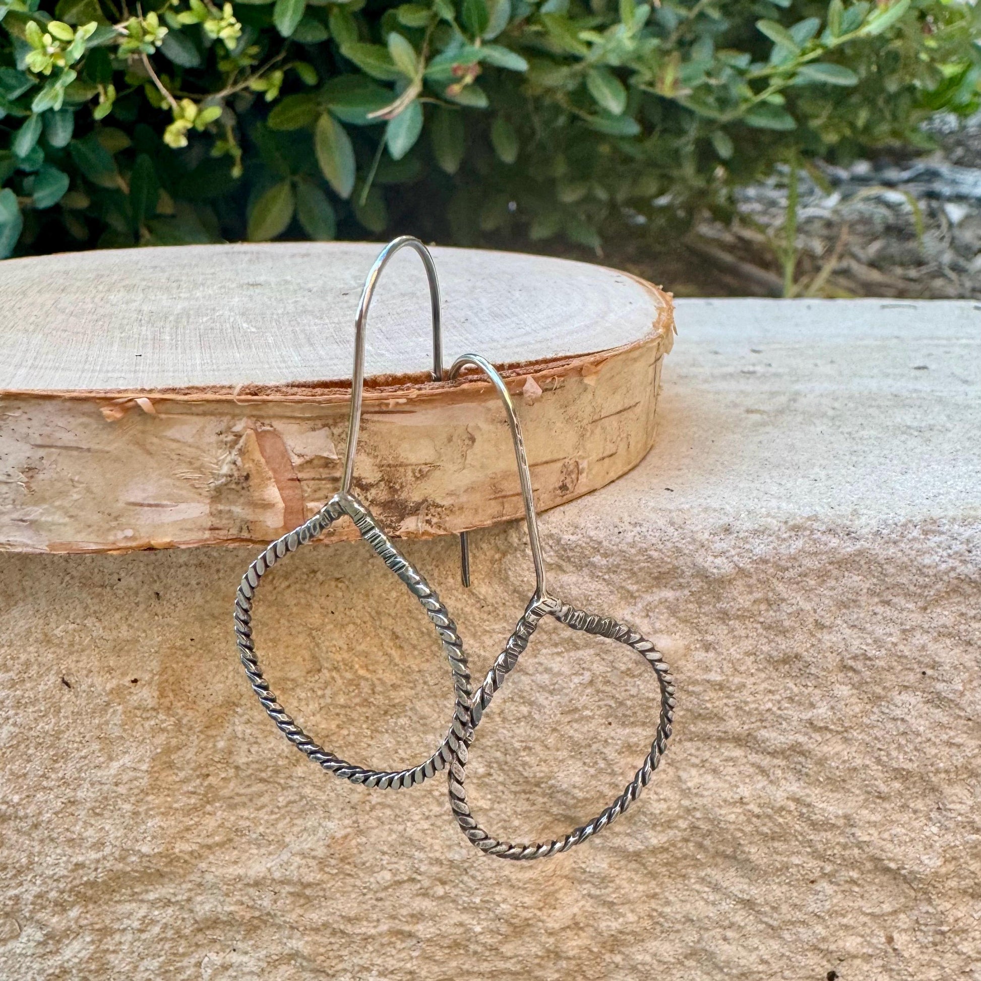 Sterling Silver Earrings, Handcrafted Smooth or Rope Design, Teardrop Sterling Silver Earrings