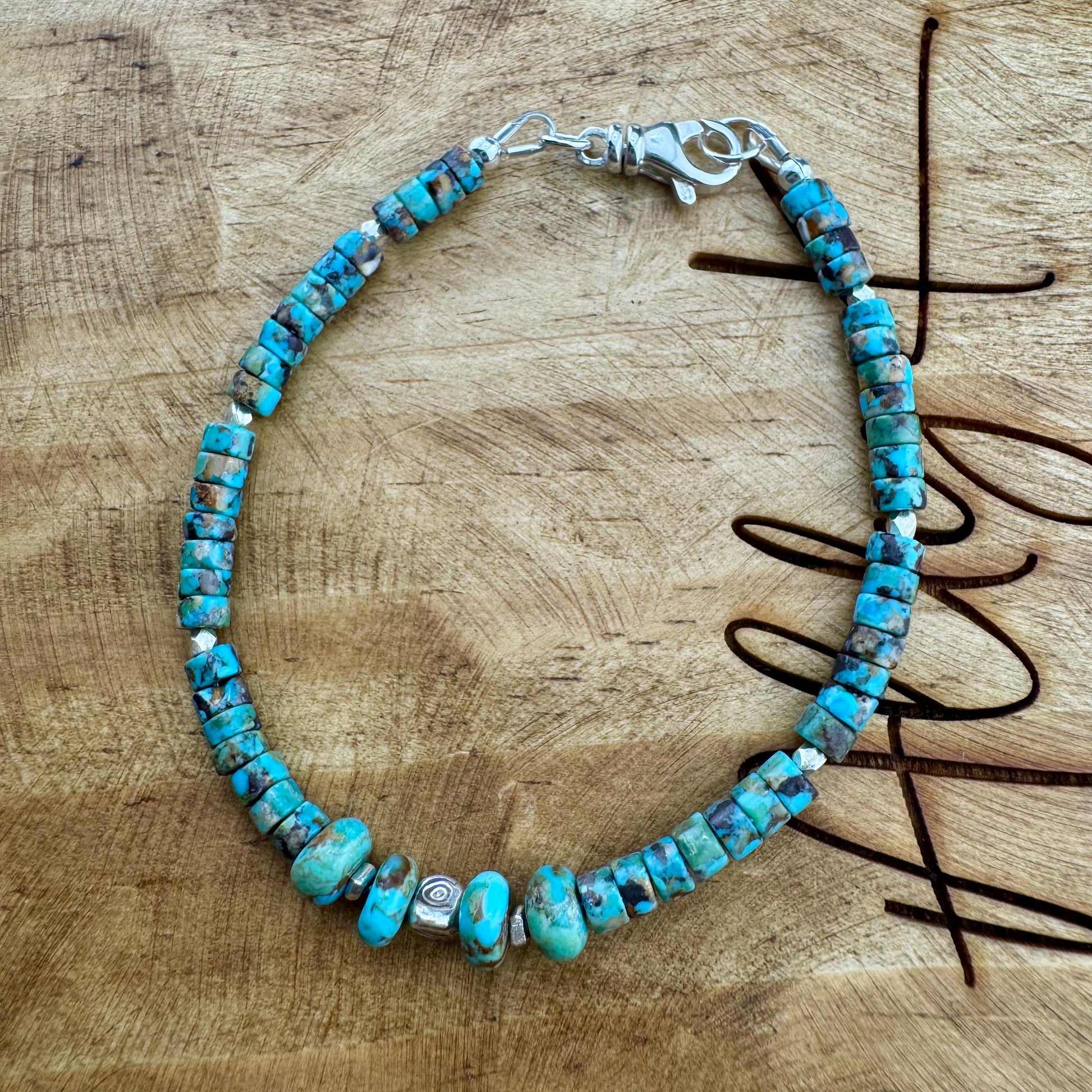 Turquoise Sterling Silver Bracelet, Evil Eye Charm Bracelet, Sterling Jewelry, Gemstone Bracelet, Turquoise Jewelry