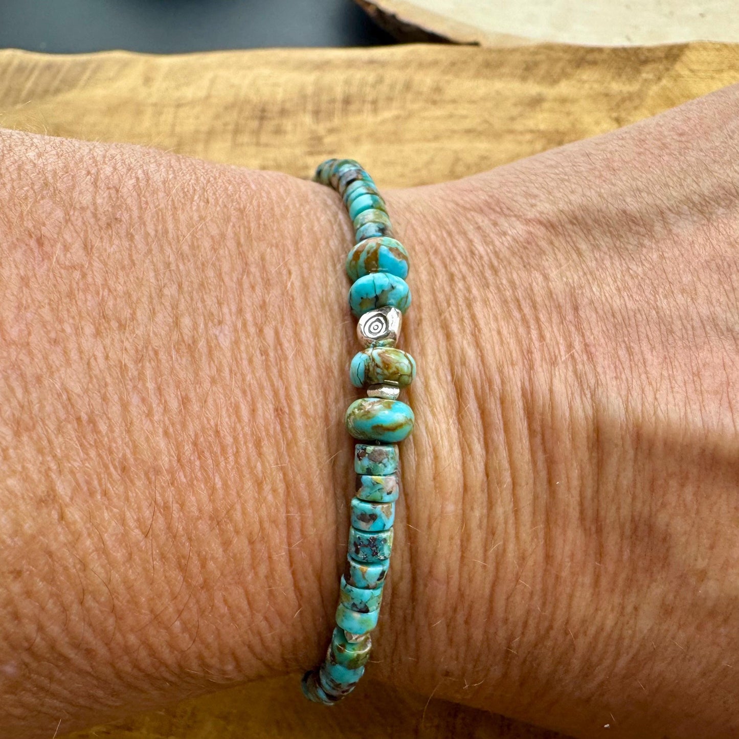 Turquoise Sterling Silver Bracelet, Evil Eye Charm Bracelet, Sterling Jewelry, Gemstone Bracelet, Turquoise Jewelry