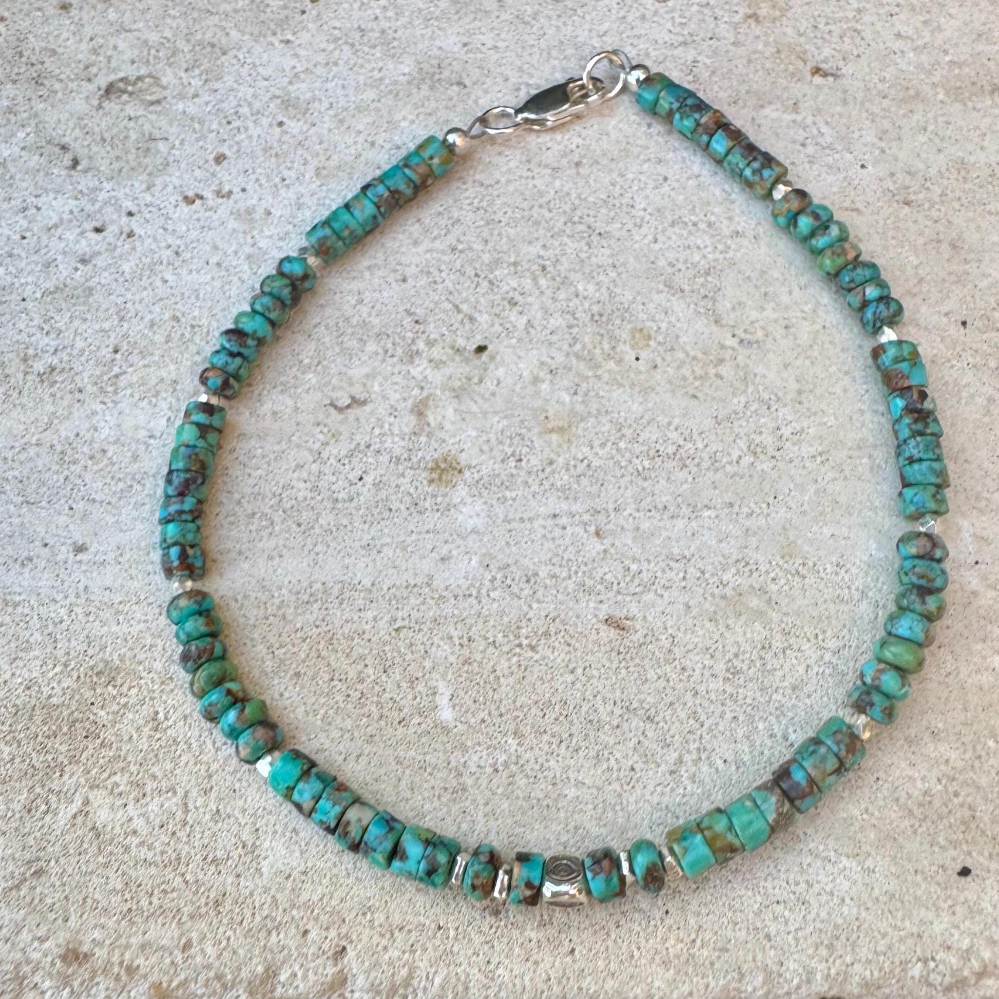 Turquoise Evil Eye Bracelet - Sterling Silver Charm & Gemstone Jewelry