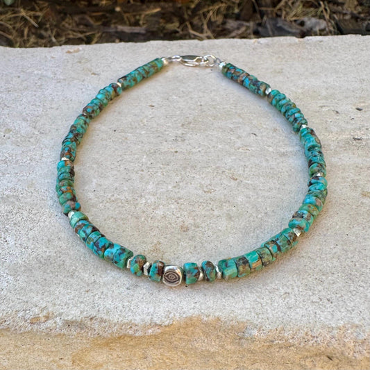 Turquoise Evil Eye Bracelet - Sterling Silver Charm & Gemstone Jewelry