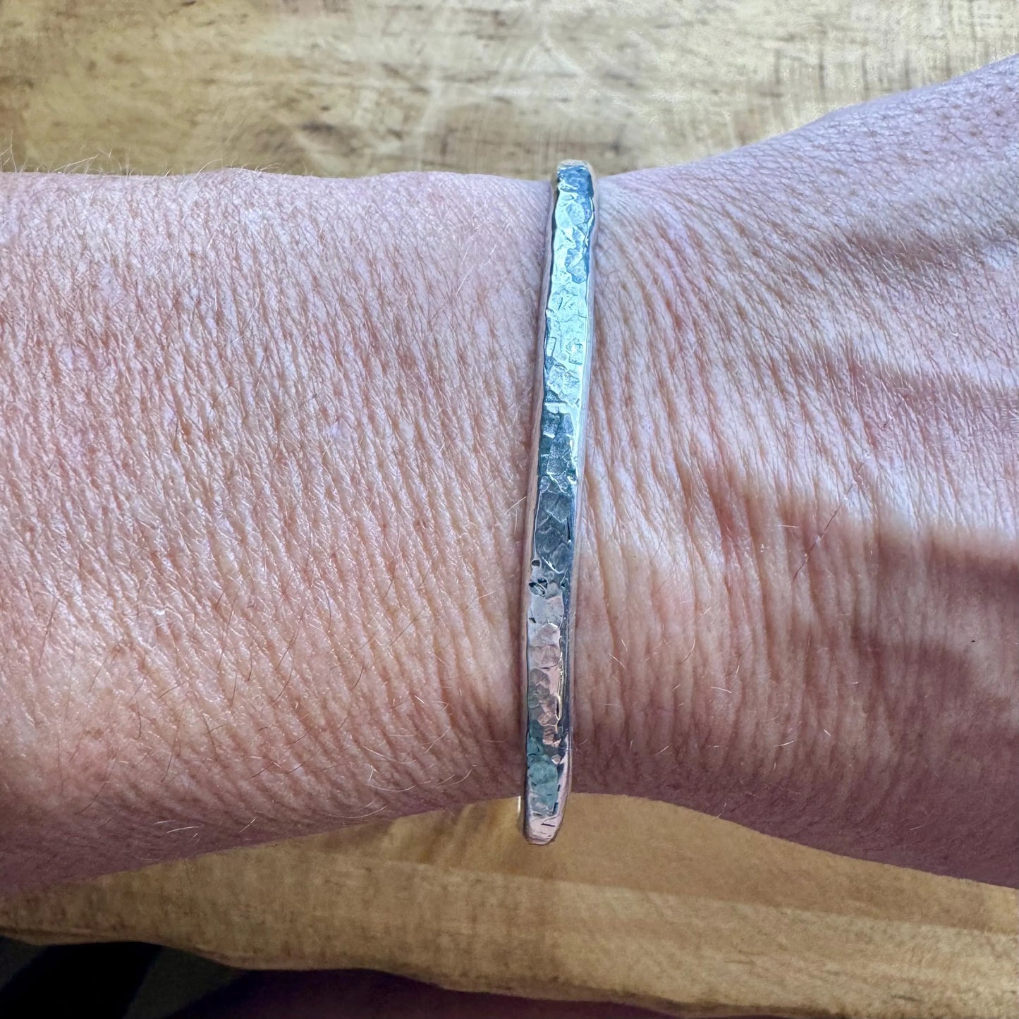 Hammered Sterling Silver Cuff Bracelet: Textured Handmade Jewelry