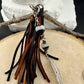 Black Agate Purse Charm • Leather Tassel Bag Charm • Heart Gemstone Keychain
