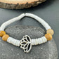 Jasper and White Seashell Lotus Charm Stretch Bracelet