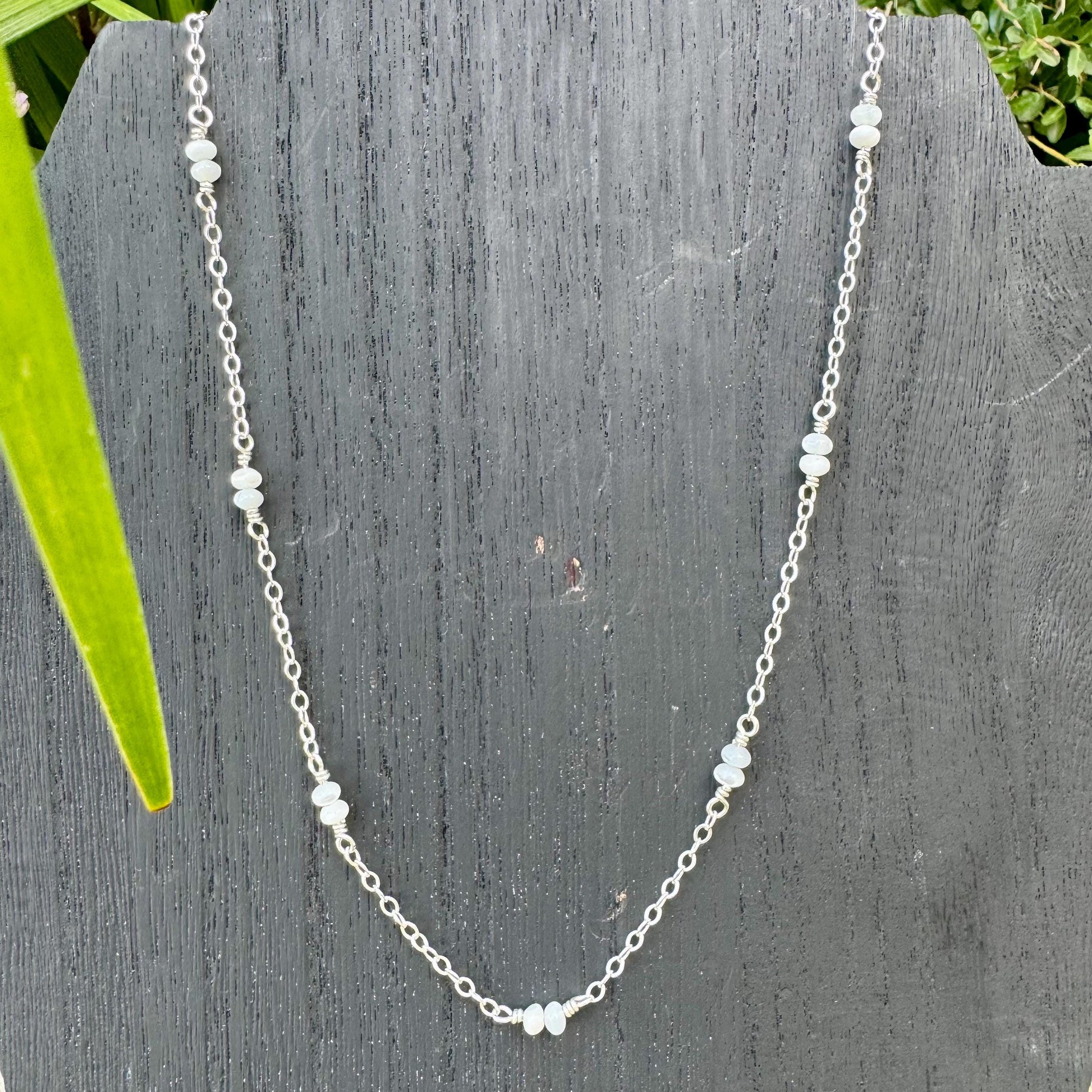 Sterling Silver Cable Chain with Mother of Pearl Spacer Necklace, Pearl Jewelry, Unique Gemstone Necklace