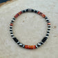 Stretch Navajo Pearl Bracelet with Onyx and Spiny Oyster Gemstones, Sterling Silver Beaded Gemstone Bracelet