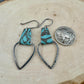 Turquoise Leather Earrings, Teardrop Earrings, Hammered Style, Genuine Leather Earrings, Women's Gift, Stylish Jewelry