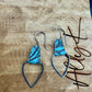 Turquoise Leather Earrings, Teardrop Earrings, Hammered Style, Genuine Leather Earrings, Women's Gift, Stylish Jewelry