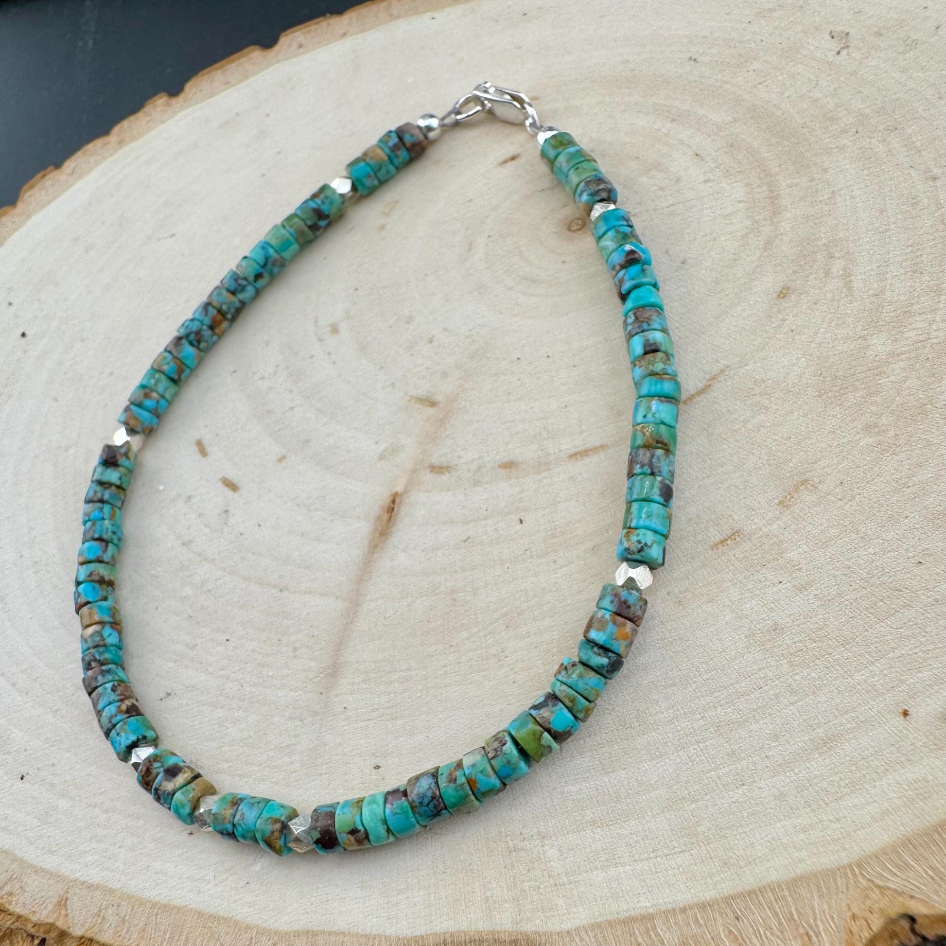 Turquoise Sterling Silver Ankle Bracelet, Sterling Silver Ankle Jewelry, Gemstone Ankle Bracelet