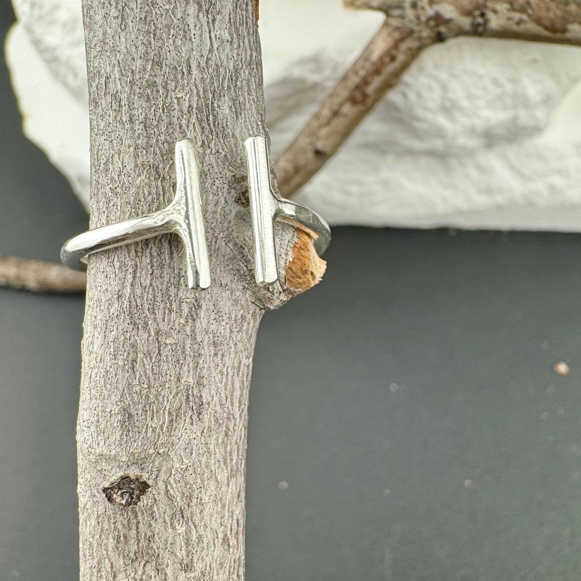 Double Bar Sterling Silver Ring, Open Band Rings, Geometric Bar Rings, Vertical Bar Ring, Handmade Parallel Bar Ring, Adjustable Ring