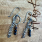 Handmade Australian Black Opal Sterling Silver Chain Circle Earrings