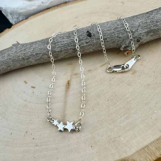 Sterling Silver Star Charm Anklet • Dainty Cable Chain