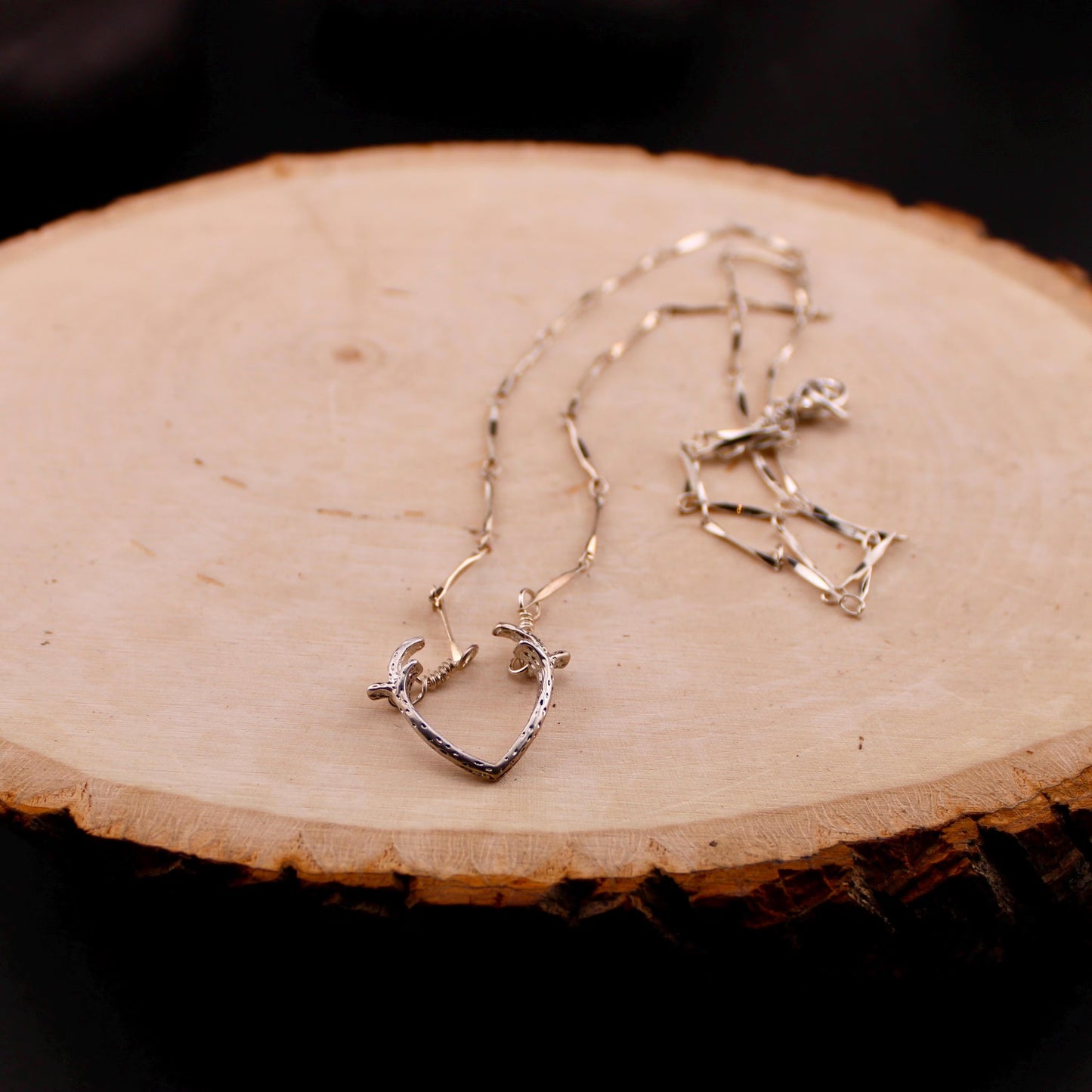 Handmade Sterling Silver Deer Antler Pendant Necklace