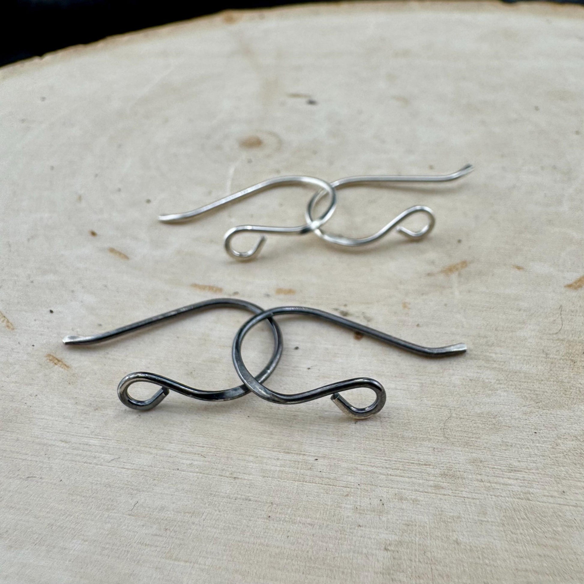 Sadie: 20 Gauge Side Hook Sterling Silver Ear Wires - Shiny or Oxidized Finish - Handmade Jewelry Making Supplies, 3/4-inch Drop