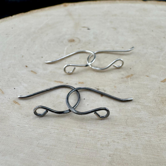 Sadie: 20 Gauge Side Hook Sterling Silver Ear Wires - Shiny or Oxidized Finish - Handmade Jewelry Making Supplies, 3/4-inch Drop
