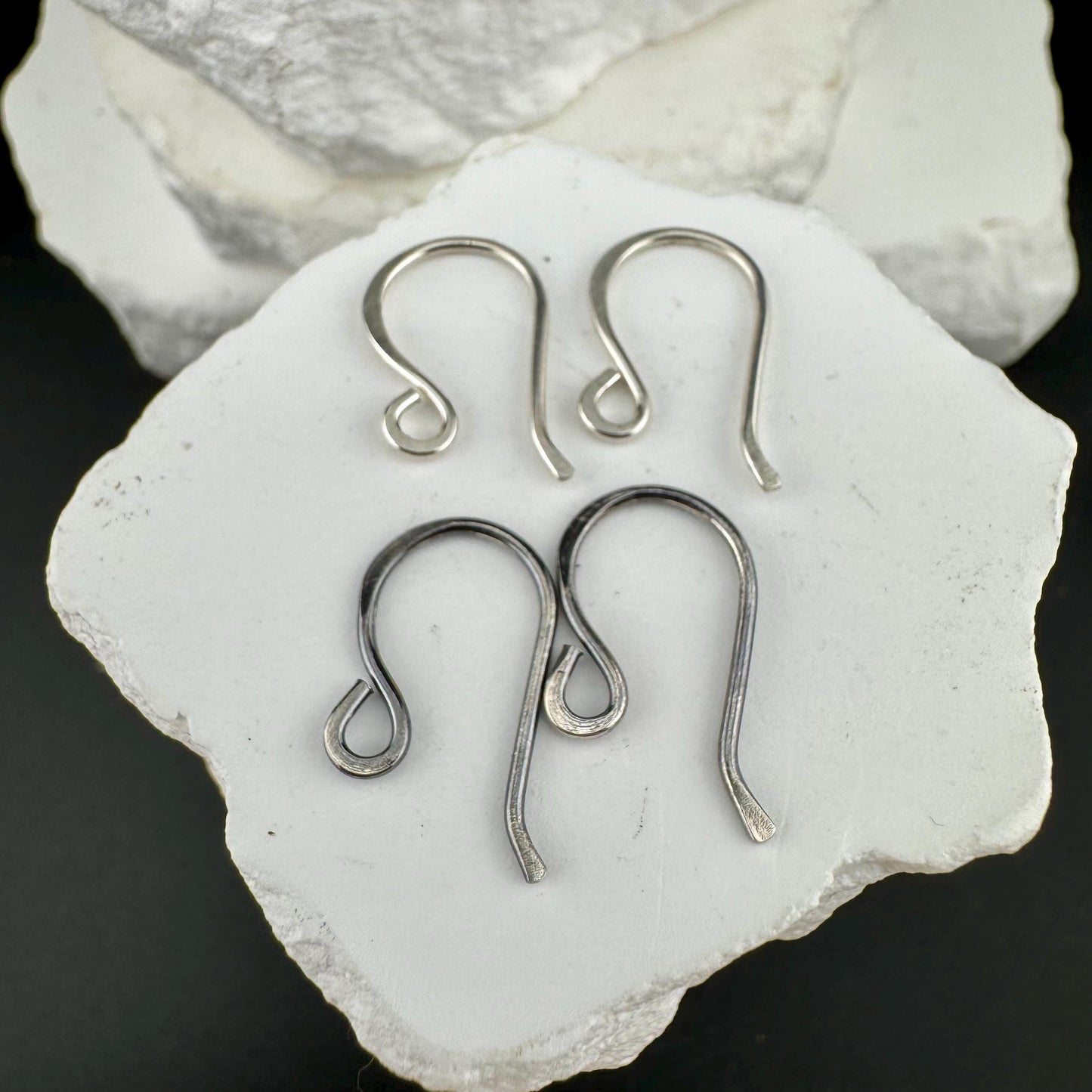 Sophie: 18 Gauge French Hook Sterling Silver Ear Wires, Shiny or Oxidized Finish - Jewelry Supply, 3/4-inch Drop
