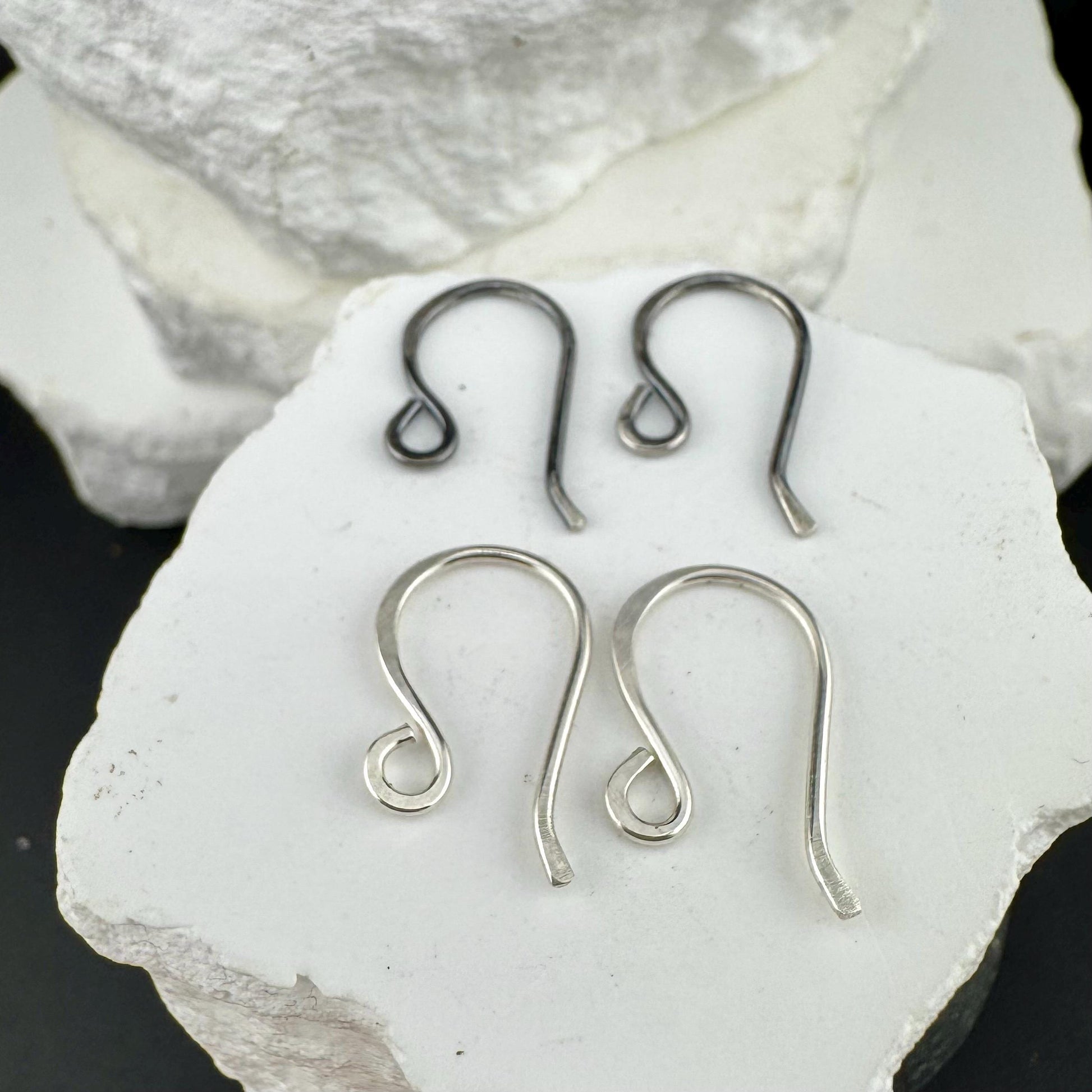 Sophie: 18 Gauge French Hook Sterling Silver Ear Wires, Shiny or Oxidized Finish - Jewelry Supply, 3/4-inch Drop