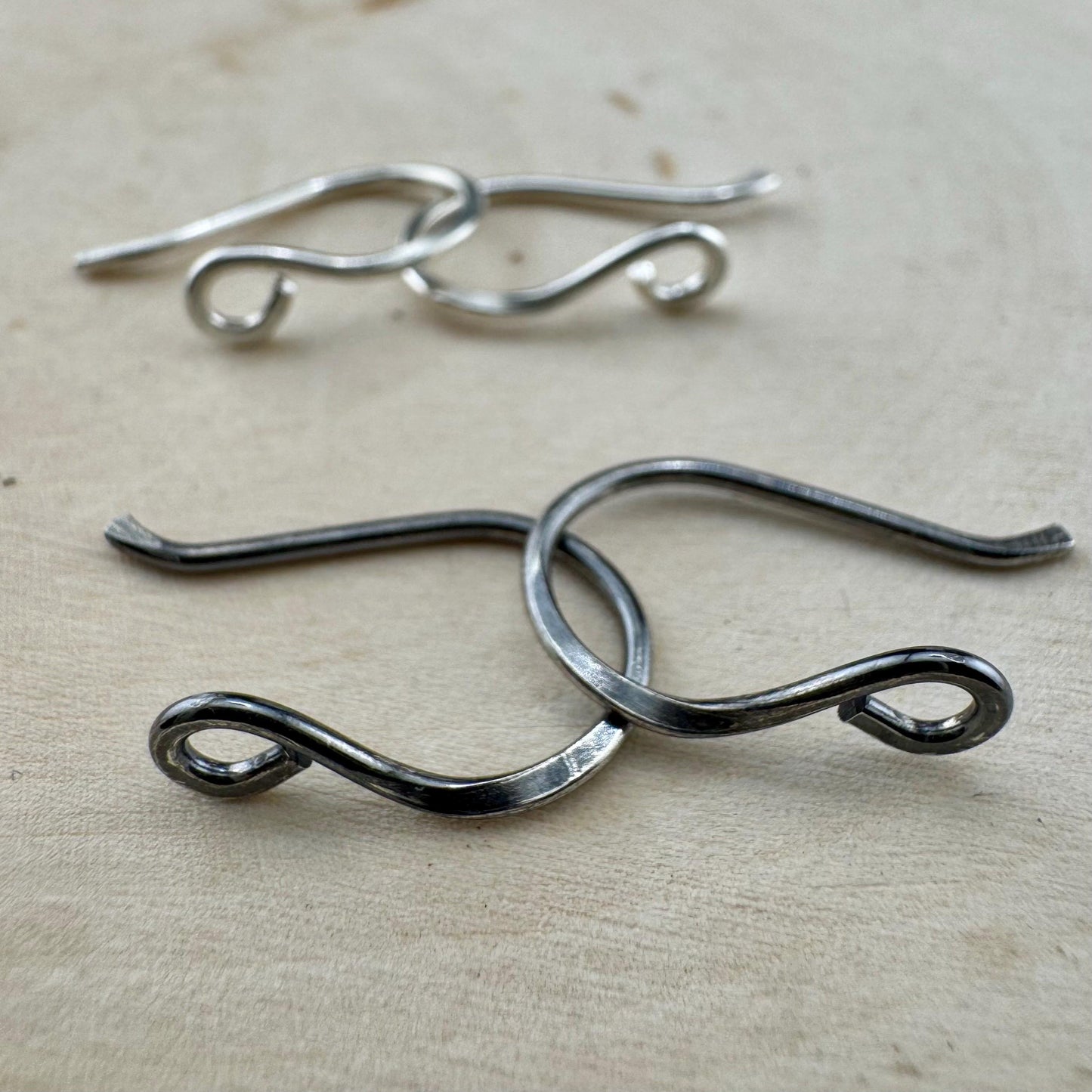 Genesis: 18 Gauge Side Hook Sterling Silver Ear Wires, Shiny or Oxidized Finish, Jewelry Supply, 3/4-inch Drop