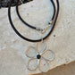 Handmade Sterling Silver Flower Black OnyxPendant on Genuine Leather Necklace
