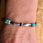 Southwestern Kingman Turquoise Onyx Bracelet - Navajo Pearl Sterling Silver Jewelry