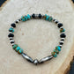 Southwestern Kingman Turquoise Onyx Bracelet - Navajo Pearl Sterling Silver Jewelry