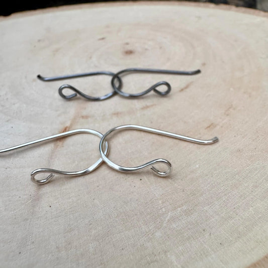 Sadie1 20 Gauge Side Hook Sterling Silver Ear Wires - Shiny or Oxidized Finish - Handmade Jewelry Making Supplies, 1 inch Drop