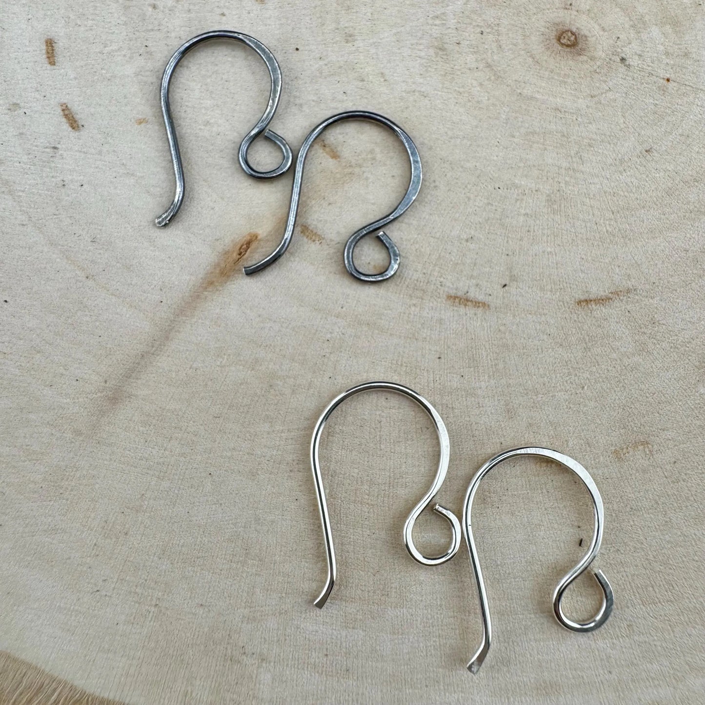 Handmade Sterling Silver French Hook Ear Wires – 20 Gauge, Shiny or Oxidized