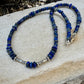 Lapis Lazuli Gemstone Sterling Silver Choker Necklace - Blue Gemstone Jewelry