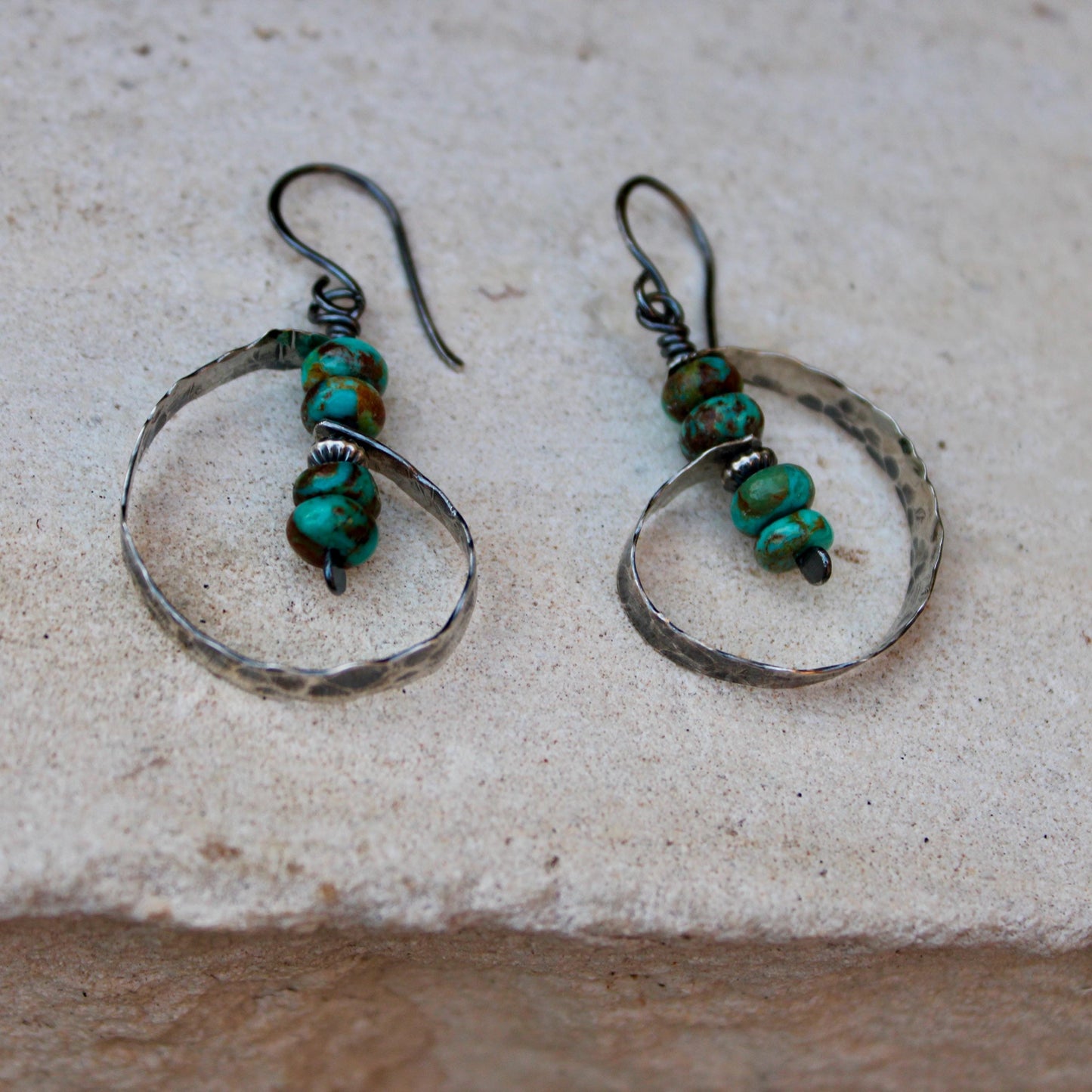 Turquoise Navajo Pearl Sterling Silver Earrings, Handmade Jewelry, Turquoise Jewelry, Gemstone Earrings
