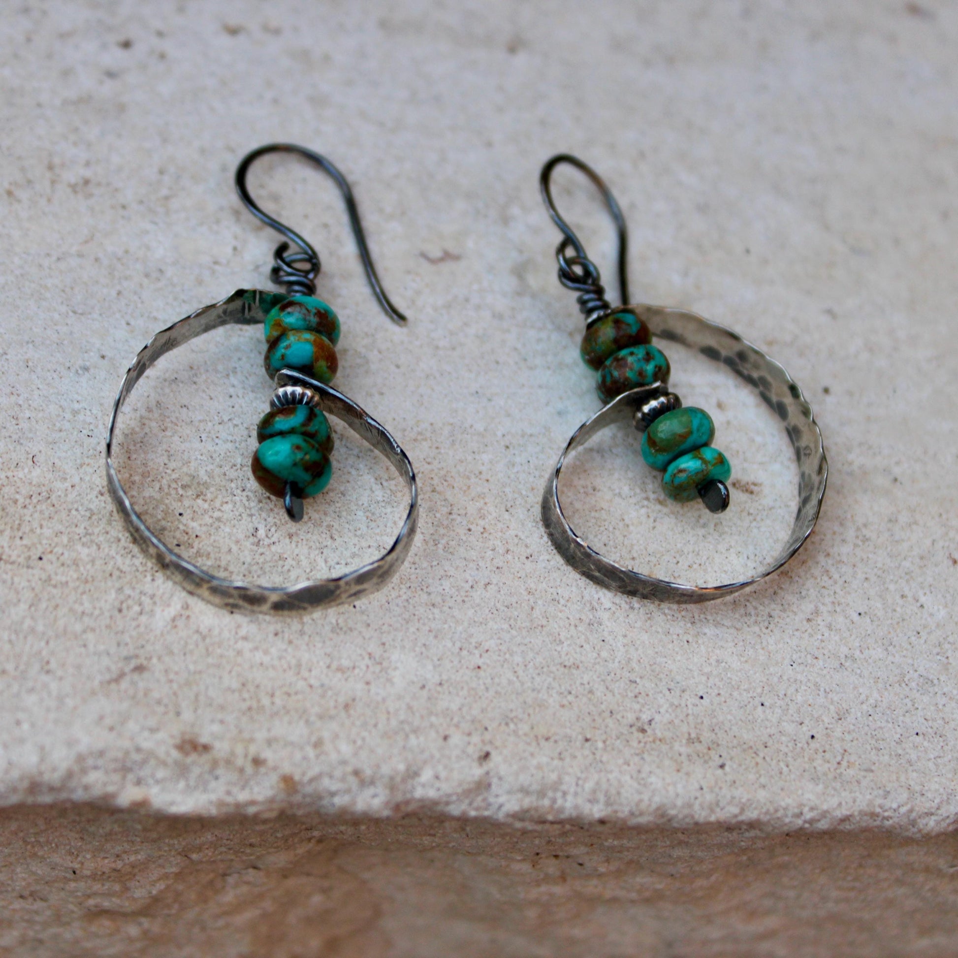 Turquoise Navajo Pearl Sterling Silver Earrings, Handmade Jewelry, Turquoise Jewelry, Gemstone Earrings