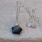 Obsidian Gemstone Puffy Star Necklace, Star Pendant, Obsidian Necklace, Gemstone Jewelry, Celestial Necklace, Black Stone