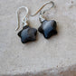 Sterling Silver Star Dangle Earrings with Obsidian, Handcrafted Jewelry
