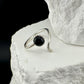 Sterling Silver Open Serrated Bezel Swist Black Onyx Gemstone Ring, Handmade Adjustable Accent Ring, Onyx Jewelry