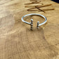 Modern Uneven Rope Vertical Bar Sterling Silver Ring - Handmade Geometric Open Band, Adjustable Ring