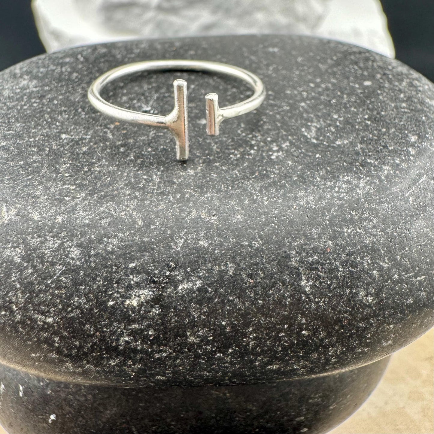 Parallel Bar Sterling Silver Ring • Uneven Open Band • Minimalist Modern Design