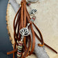 Picasso Red Creek Jasper Leather Purse Charm - Leather Lotus Flower Beaded Handbag Tassel