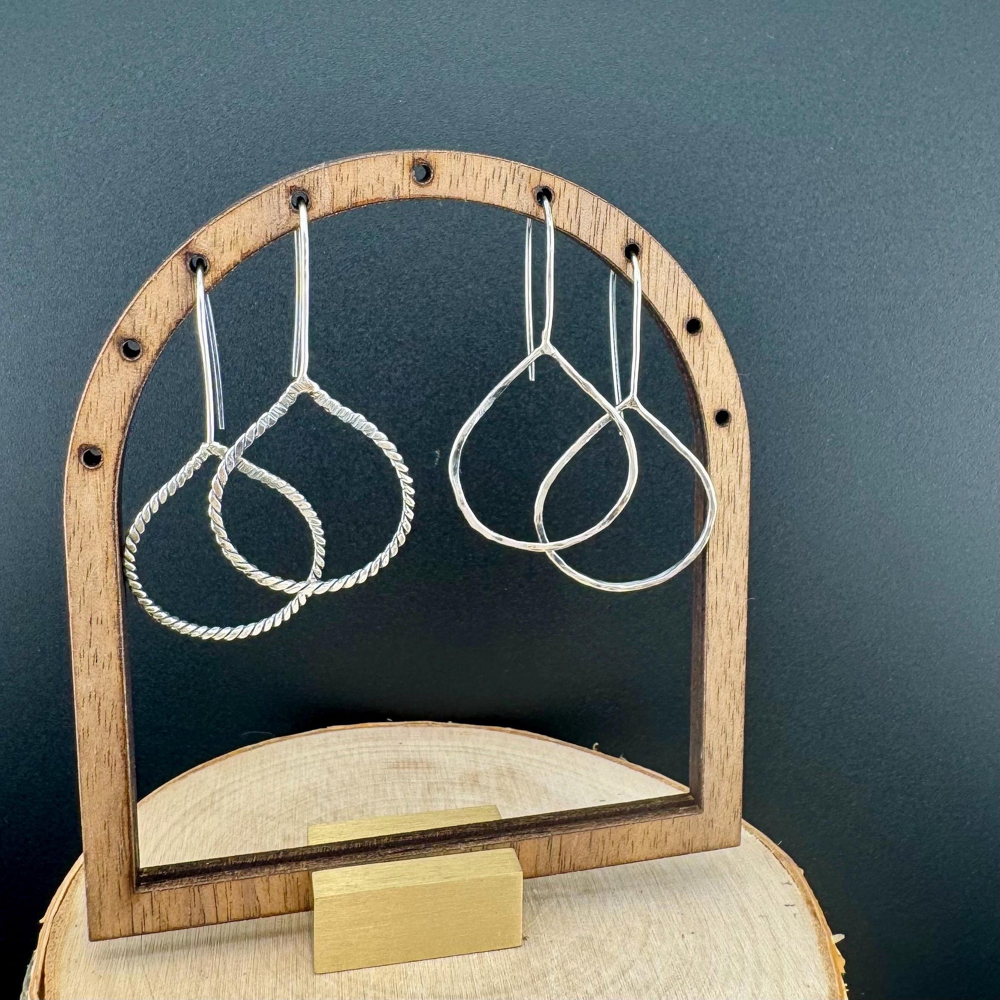 Sterling Silver Earrings, Handcrafted Smooth or Rope Design, Teardrop Sterling Silver Earrings