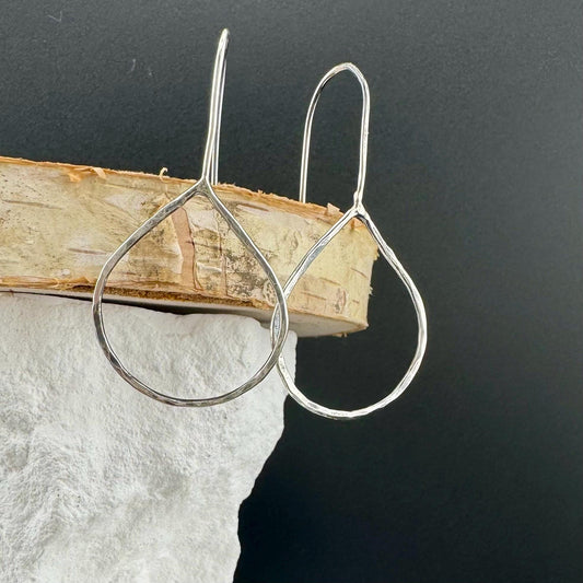 Sterling Silver Earrings, Handcrafted Smooth or Rope Design, Teardrop Sterling Silver Earrings