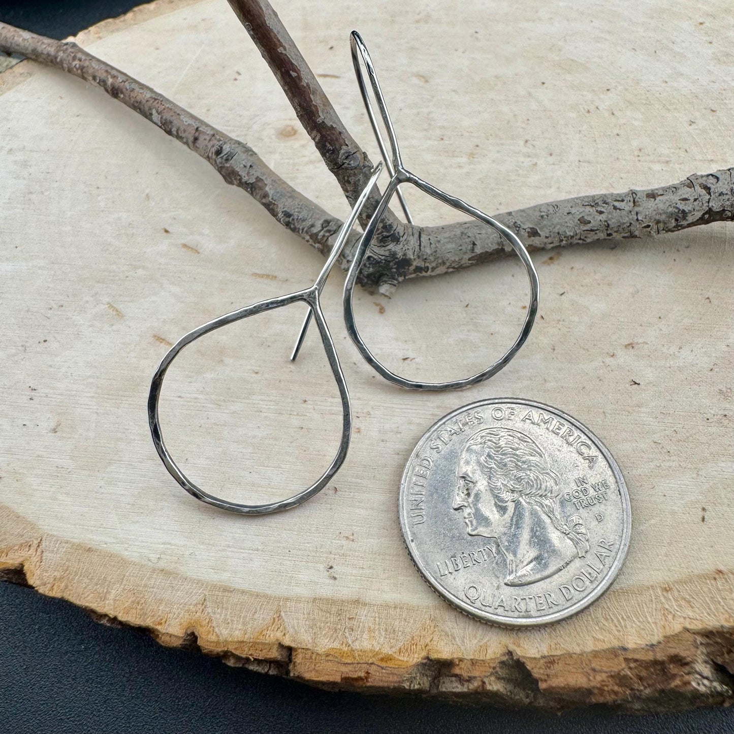 Sterling Silver Earrings, Handcrafted Smooth or Rope Design, Teardrop Sterling Silver Earrings