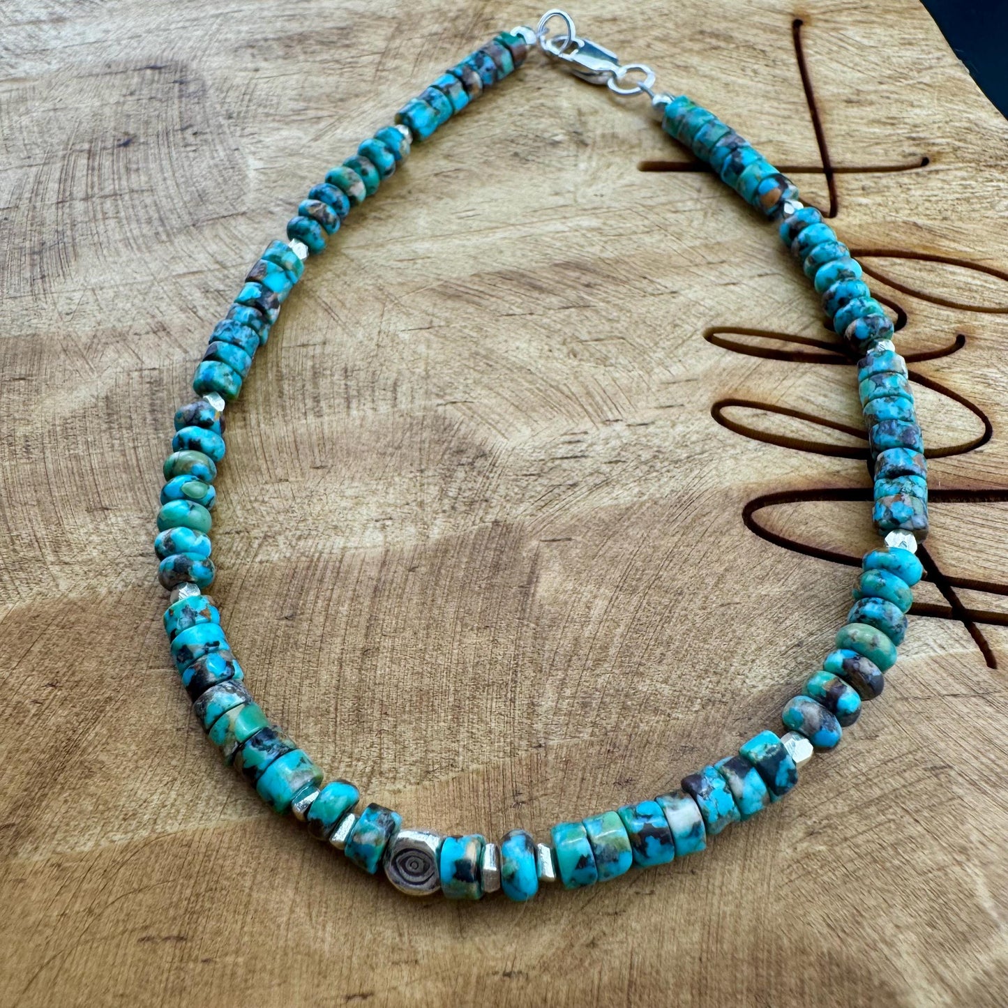 Turquoise Sterling Silver Anklet, Evil Eye Beaded Bracelet, Sterling Jewelry, Gemstone Ankle Bracelet, Turquoise Jewelry