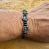 Onyx Stretch Bracelet with Stainless Steel Crosses, Stretch Gemstone Jewelry