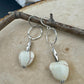 Turquoise Howlite Heart Gemstone Earrings on Sterling Silver Circle, Sterling Silver Gemstone Earrings