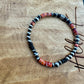 Stretch Navajo Pearl Bracelet with Onyx and Spiny Oyster Gemstones, Sterling Silver Beaded Gemstone Bracelet
